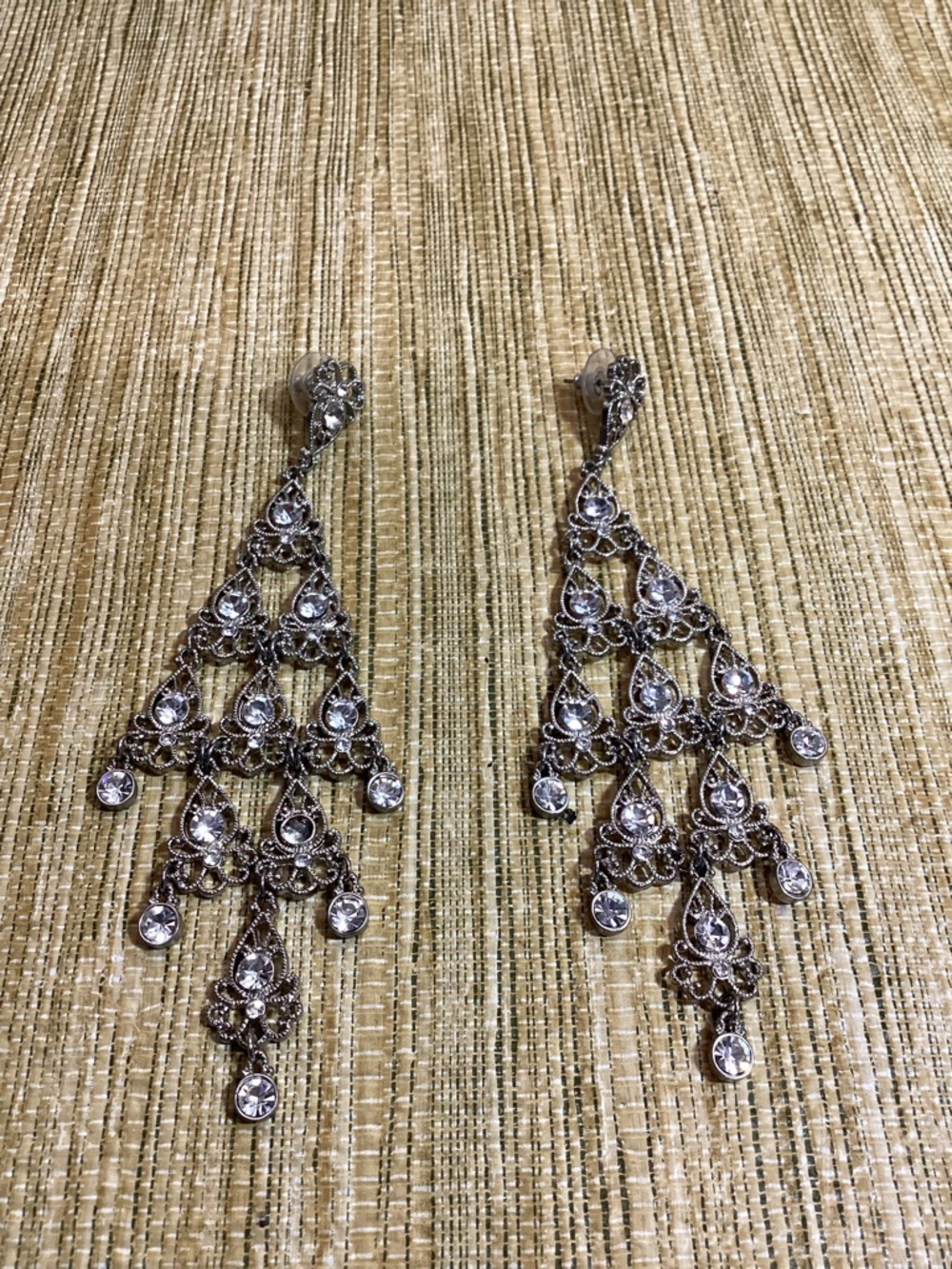 Silver Filigree Teardrop Chandelier Earrings